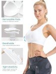 FITTIN Racerback Sports Bras for Women - Padded Seamless Bras for Yoga Gym Workout Fitness White