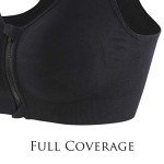 INIBUD Women's Sports Bra Post-Surgery Bra Zip Bra Zipper Front Wirefree Removable Pads Yoga Bra Zip Sports Bra (4 Pack (Bbpg), X-Large)