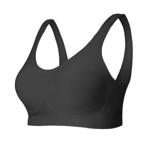 Lemef Wireless Bra for Women Full Support Seamless Underoutfit Bra with Support and Lift Padded Wirefree Sports Bra, Black L