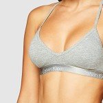Calvin Klein Women's Motive Cotton Lightly Lined Bralette, Grey Heather, X-Large