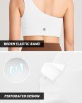 QUEENIEKE One Shoulder Sports Bras for Women One Strap Padded Asymmetrical Bra Light Support Workout Yoga Bra White S