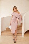 JASAMBAC Women's Pink Off-Shoulder Evening Dress