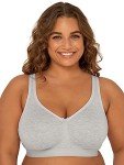 Fruit of the Loom Women's Wireless Cotton Bra, Heather Grey, 42DD