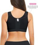 Nebility Zip Front Closure Sports Bra for Women Everyday Support Bra Compression Workout with Adjustable Straps Wirefree Black