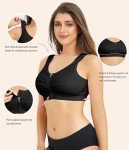 Nebility Zip Front Closure Sports Bra for Women Everyday Support Bra Compression Workout with Adjustable Straps Wirefree Black