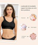 Nebility Zip Front Closure Sports Bra for Women Everyday Support Bra Compression Workout with Adjustable Straps Wirefree Black