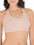 Fruit of the Loom Women's Front Close Racerback Sports Bra, Sand/Black Hue, 38