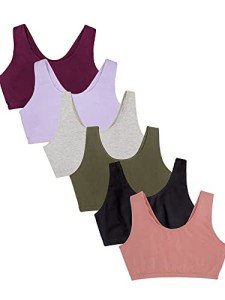 Fruit of the Loom Women's Built Up Tank Style Sports Bra, Black/Heather Grey/Olive/Purple/Lilac/Dusk, 38