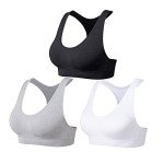 SEGRILA Women’s Sports Bras Pack Workout Bras Padded Racerback Yoga Bras,Black&White&Grey,L