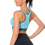 DEVECCO Racerback Sports Bras for Women Medium Support Wireless Padded Full Coverage Workout Bra Multipack