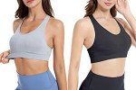 SEGRILA Women’s Sports Bras Pack Workout Bras Padded Racerback Yoga Bras,Black&White&Grey,L