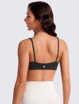 CRZ YOGA Butterluxe Spaghetti Strap Sports Bras for Women - Square Neck Yoga Wireless Bra Padded Cami Crop Top Black Medium