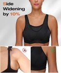 WingsLove High Impact Sports Bras for Women Full Coverage Wirefree Non Padded Workout Bras Full Support Plus Size Bra(Black,38C)