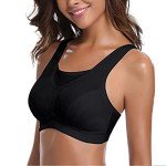 WingsLove High Impact Sports Bras for Women Full Coverage Wirefree Non Padded Workout Bras Full Support Plus Size Bra(Black,38C)