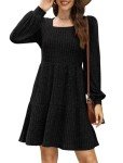 Trendy Black Long Sleeve Babydoll Dress for Women