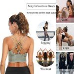 Enjoyoself Womens Strappy Sports Bra for Yoga Running Athletic Gym Workout Fitness Tank Tops, Black/Purple/Green/White,4 Pieces