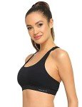 RELLECIGA Women's Black Strappy Padded Sports Bra Yoga Bra Tops Size X-Large
