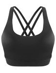 RELLECIGA Women's Black Strappy Padded Sports Bra Yoga Bra Tops Size X-Large