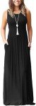 Summer Sleeveless Maxi Dress with Pockets - Black