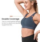 Yvette High Impact Women Sports Bra Front Closure Double Deck Mesh Running Bra for Plus Size, 08AGrey, XL(AC)