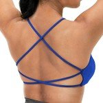 YEOREO Pearl Women's Sports Bra Strappy Criss Cross Back Bra Removable Padded Yoga Crop Top Royal S