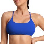 YEOREO Pearl Women's Sports Bra Strappy Criss Cross Back Bra Removable Padded Yoga Crop Top Royal S