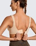 SYROKAN Women's Max Control Underwire Sports Bra High Impact Plus Size with Adjustable Straps Beige 38DD