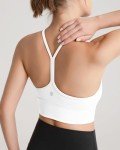 QUEENIEKE Sports Bras for Women Y Back Breathable Padded Wide Strap Medium Support Yoga Bra White M