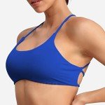 YEOREO Pearl Women's Sports Bra Strappy Criss Cross Back Bra Removable Padded Yoga Crop Top Royal S