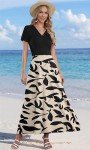 Summer Maxi Dress with Pockets - Black Leaf