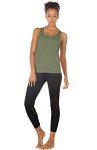 icyzone Yoga Tops Workouts Clothes Activewear Built in Bra Tank Tops for Women (M, Olive)
