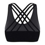UNDOUBHRA 2 Pack Padded Sports Bra for Women-Seamless Strappy Bras with Criss-Cross Back Yoga Tops for Fitness Workout Running(Black+White)