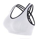 UNDOUBHRA 2 Pack Padded Sports Bra for Women-Seamless Strappy Bras with Criss-Cross Back Yoga Tops for Fitness Workout Running(Black+White)