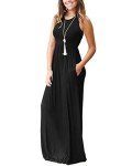 Summer Sleeveless Maxi Dress with Pockets - Black