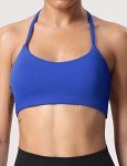 YEOREO Charly Women's Sports Bra Strappy Criss Cross Back Bra Backless Removable Padded Yoga Crop Top Print Klein Blue S
