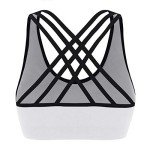 UNDOUBHRA 2 Pack Padded Sports Bra for Women-Seamless Strappy Bras with Criss-Cross Back Yoga Tops for Fitness Workout Running(Black+White)