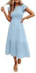 Light Blue Boho Flutter Sleeve Maxi Dress for Women