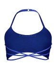 YEOREO Charly Women's Sports Bra Strappy Criss Cross Back Bra Backless Removable Padded Yoga Crop Top Print Klein Blue S