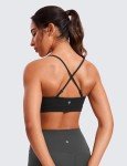 CRZ YOGA Butterluxe V-Neck Sports Bras for Women - Adjustable Thin Straps Padded Yoga Bra Basic Wireless Bra Camisole Black Medium