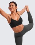 CRZ YOGA Butterluxe V-Neck Sports Bras for Women - Adjustable Thin Straps Padded Yoga Bra Basic Wireless Bra Camisole Black Medium