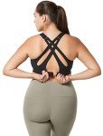 Yvette Sports Bras for Women, Adjustable Criss-Cross Back High Impact for Running, M+ Black