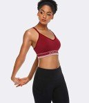 ANGOOL Strappy Sports Bras for Women, Longline Medium Support Yoga Bra Wirefree Padded Sports Bra with Adjustable Straps Red 3 Pack