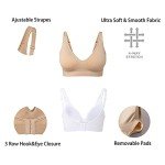 Comfyin Wireless Bras for Women Non Wired Seamless Bras with Removable Pads 3 Pack,Black+White+Beige,XL