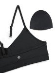 CRZ YOGA Butterluxe V-Neck Sports Bras for Women - Adjustable Thin Straps Padded Yoga Bra Basic Wireless Bra Camisole Black Medium