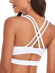 RELLECIGA Women's White Scoop Neck Strappy Cutout Sport Bra Fitness Support Workout Tops Size Medium