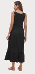 WNEEDU Black Sleeveless Maxi Dress with Pockets