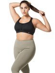 Yvette Sports Bras for Women, Adjustable Criss-Cross Back High Impact for Running, M+ Black