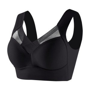 Sports Bras for Women High Impact Plus Size Bra Full Support Wireless Bras Push Up Comfy Bras Racerback Bras 2024(Black XX-Large)