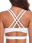 RELLECIGA Women's White Scoop Neck Strappy Cutout Sport Bra Fitness Support Workout Tops Size Medium