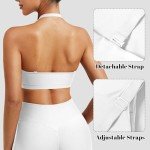 YEOREO Sports Bras for Women Open Back Workout Gym Bra Padded Medium Impact Yoga Tops with Ajustable Back Straps White Small